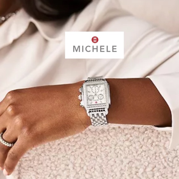 Michele Deco Diamond Stainless Watch, 18mm, - Picture 1 of 11